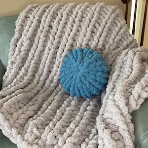 Chunky Yarn Knit Ribbed Blanket | Lap Throw Blanket | Handmade Hand Knit | Super Soft Chenille | Cozy and Warm | Home Decor | Couch & Bed