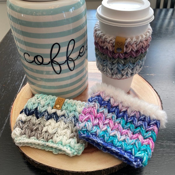 Handmade Coffee Sleeve Cozy | Crochet Coffee Cup Holder | Cold or Hot Reusable Sleeve | Beverage Cozy | Drink Cozy | Boho | Cozy Gift