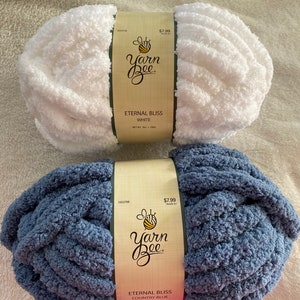 Eternal Bliss Yarn from Yarn Bee, Jumbo Chunky Chenille Yarn  for Knitting, Crocheting, and Crafts, 2 Pack Bundle with Craft Notebook  from Pro31 Press (Country Blue)