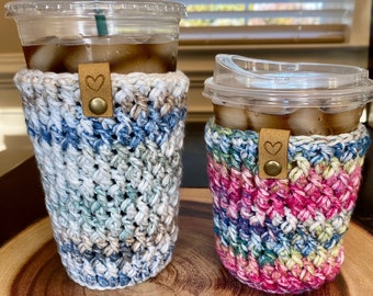 Handmade Cold Drink Cozy | Crochet Iced Coffee Holder | Cold Brew Reusable Sleeve | Beverage Cozy | Boho Gifts