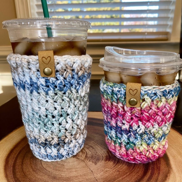 Handmade Cold Drink Cozy | Crochet Iced Coffee Holder | Cold Brew Reusable Sleeve | Beverage Cozy | Boho Gifts