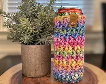 Handmade Skinny Can Cozy | Soda Can Holder | Reusable Hard Seltzer Sleeve | Red Bull, Celsius, Alani Nu Beverage Cozy | 12oz Skinny Can