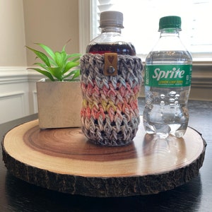 NEW Handmade Mini Soda Bottle Cozy Crochet Mini Soda Holder Beverage Sleeve Cold Drink Insulator Mini Beverage Cozy Boho Cozy Gift image 2