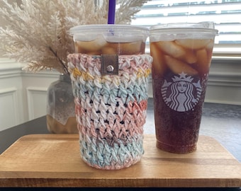 Handmade Extra Large Cold Drink Cozy | Dunkin Donuts Iced Coffee | Cold Brew Reusable Sleeve | Beverage Cozy | Starbucks Trenta Plastic Cup