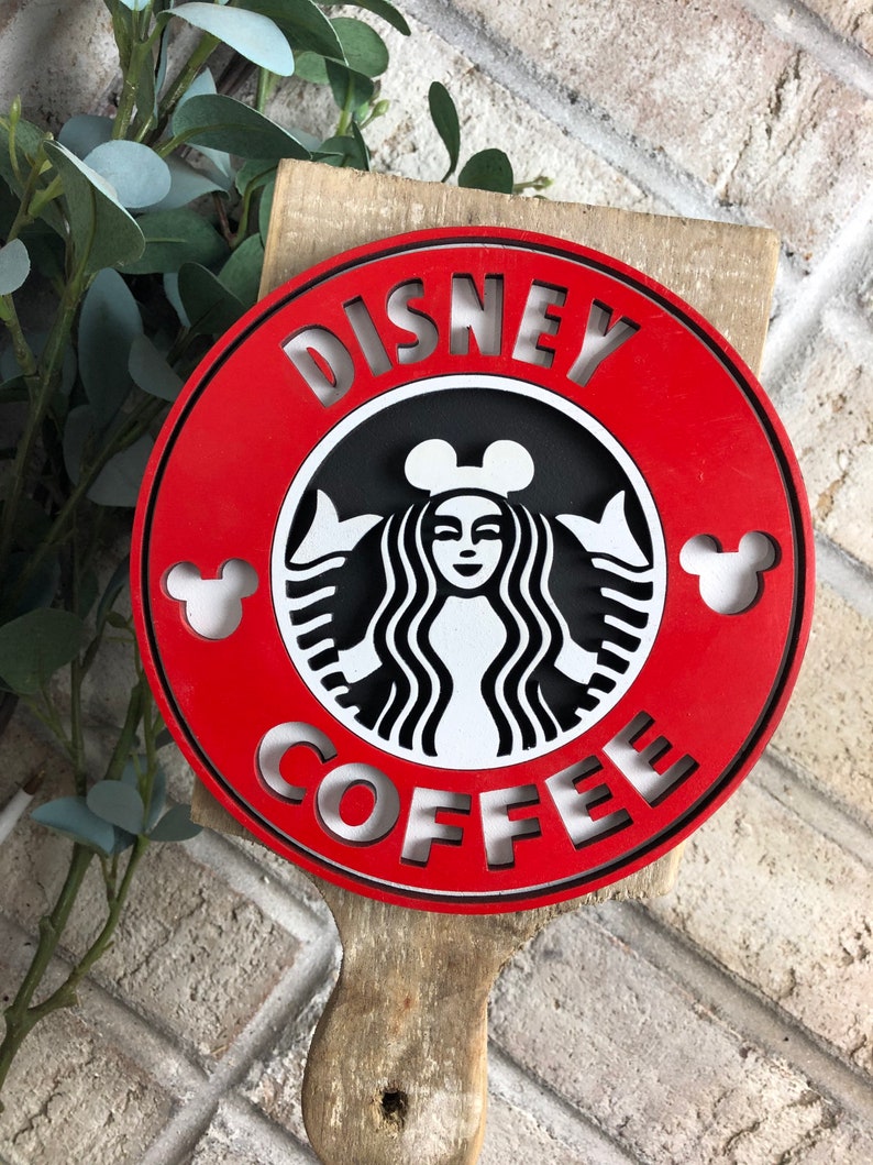 Disney Starbucks / Starbucks sign / tiered tray / 3D wooden sign image 7