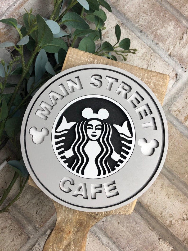 Disney Starbucks / Starbucks sign / tiered tray / 3D wooden sign image 2