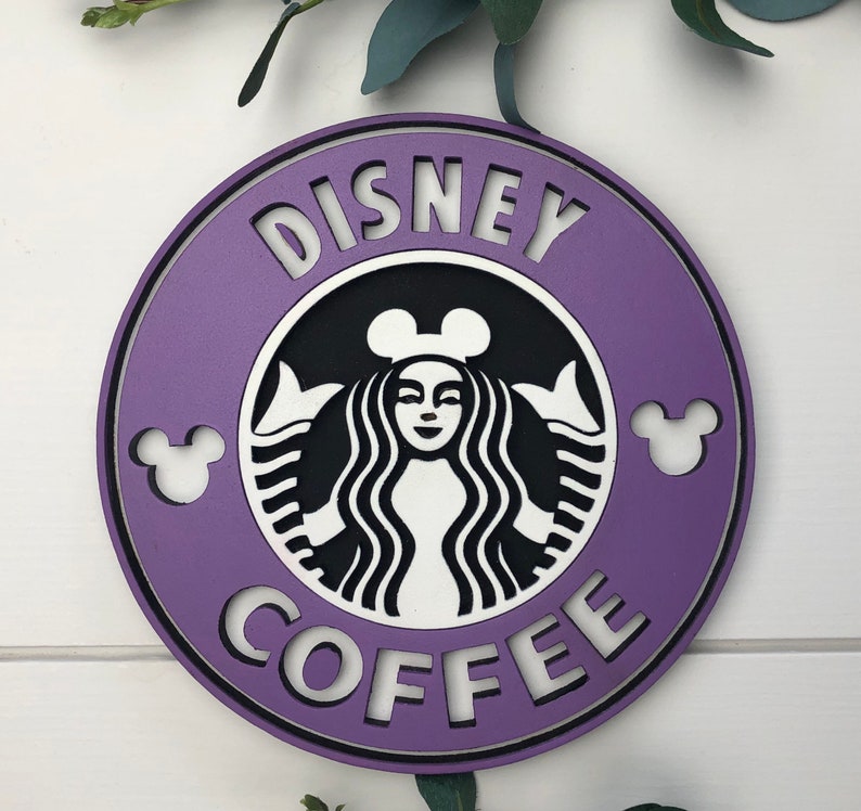Disney Starbucks / Starbucks sign / tiered tray / 3D wooden sign image 5