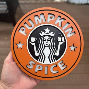 Pumpkin spice /  sign / tiered tray / 3D wooden sign /Pumpkin Spice 3D /coffee bar / round 3D sign