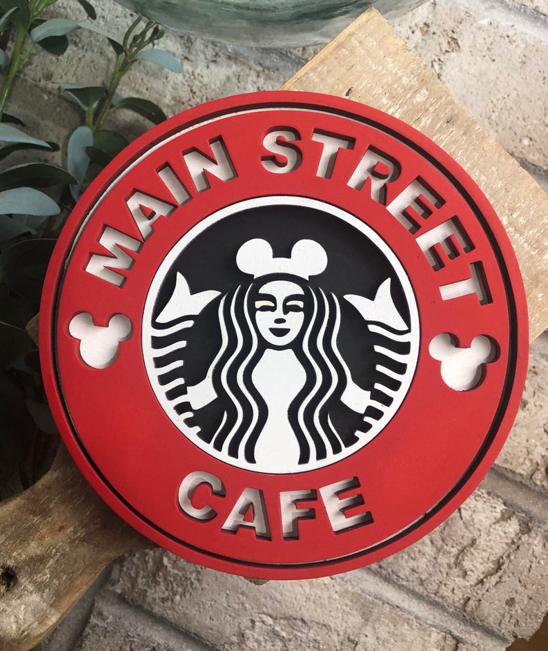 Disney Starbucks / Starbucks sign / tiered tray / 3D wooden sign image 8