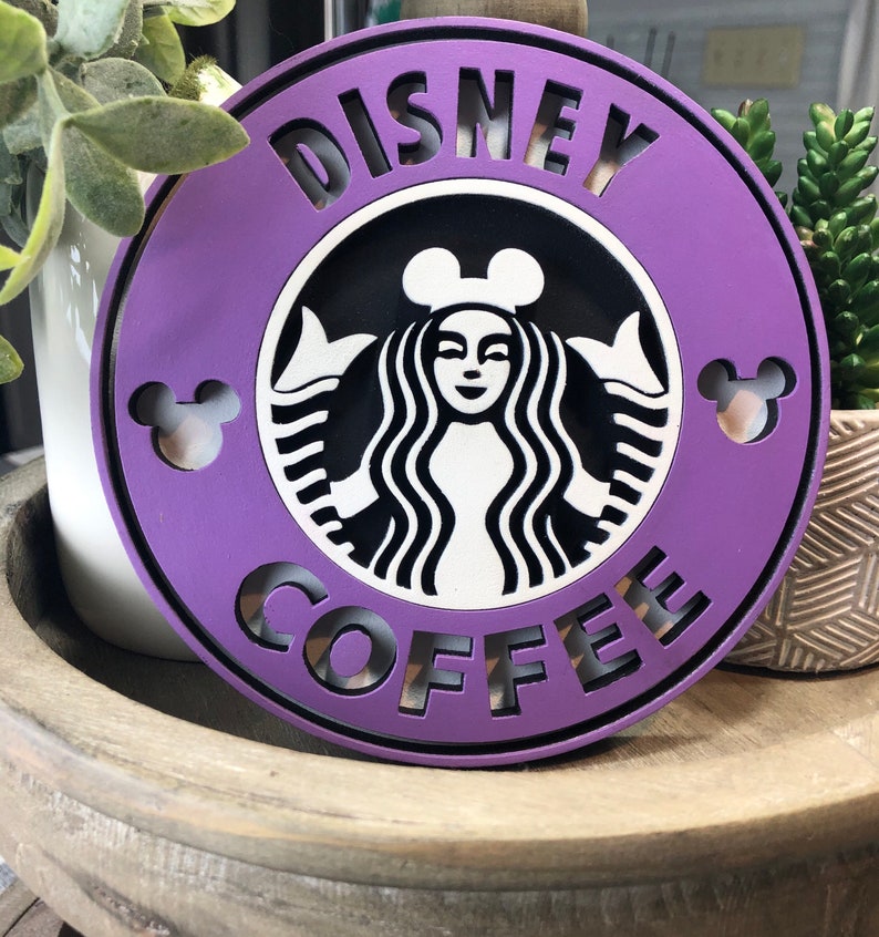 Disney Starbucks / Starbucks sign / tiered tray / 3D wooden sign image 4