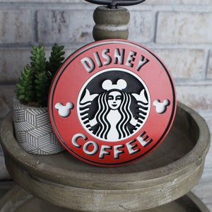 Disney Starbucks / Starbucks sign / tiered tray / 3D wooden sign image 3