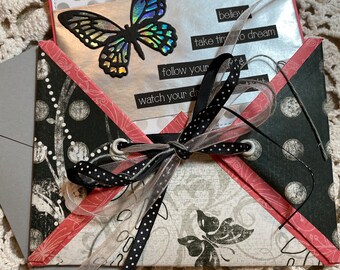 Glimlach - je hebt dit - Unieke handgemaakte aanmoedigingskaart in zakformaat