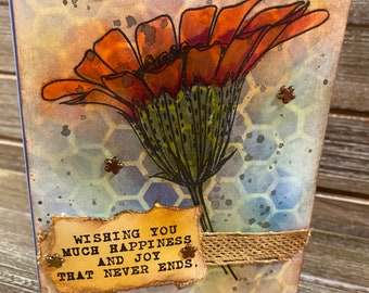 Een assortiment van 3 unieke handgemaakte wenskaarten -You are my sunshine, Wishing You Much Happiness en You Can Trust Your Wings