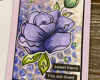 Assortiment van 4 unieke handgemaakte wenskaarten - Sending Hugs; Lieve vriend, je bent geliefd, ik denk aan je en je hebt dit