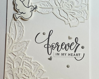 Forever in My Heart - Zachte toon-op-toon witte, handgemaakte wenskaart