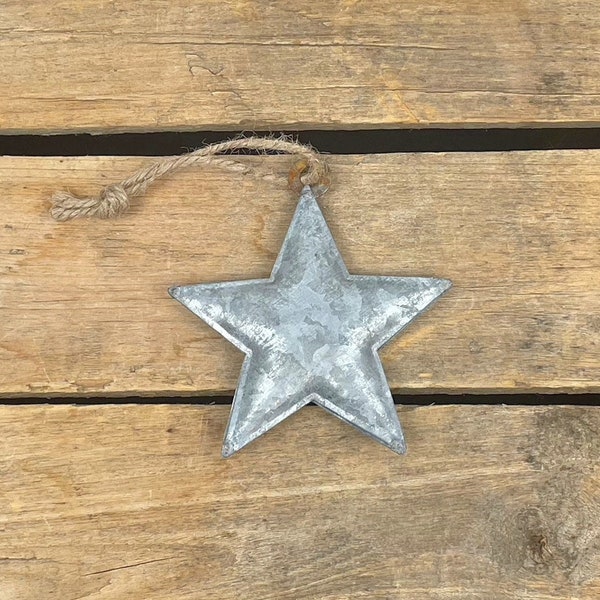 Rustic Metal Star Hanging Ornament, Metal Star Ornament, Barn Star Ornament
