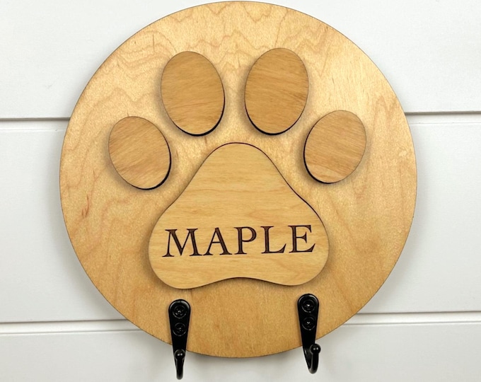 Custom Dog Leash Hook, Custom Dog Leash Holder, Customized Paw Print Leash Hook