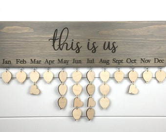 This Is Us Family Calendar Sign, Family Birthdays Sign, Perpetual Family Calendar Sign