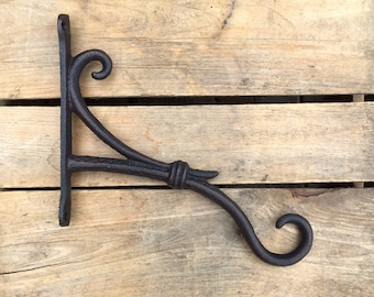 Curved Decorative Basket Hook, Rustic Cast Iron Wall Hook, Hanging Basket Planter Hook