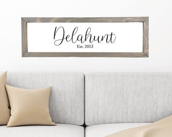 Personalized Family Name Sign, Personalized Last Name with Established Date Sign, Wedding Gift, Anniversary Gift