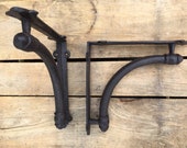 Pair of Large Farmhouse Style Shelf Brackets, Curved Pipe Cast Iron Shelf Brackets, Pair of Shelving Brackets, Farmhouse 14850