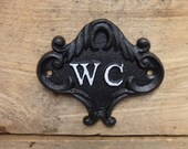 Vintage-Style Water Closet Plaque, Cast Iron WC Plaque, Small Bathroom Door Plaque, Farmhouse 124