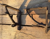 Pair of Small Tree Branch Shelf Brackets, Small Rustic Tree Branch Shelf Brackets, Pair of Cast Iron Shelf Brackets, Farmhouse 253