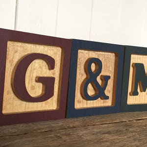 Bloques de letras de madera, bloque del alfabeto de madera, bloque ABC, decoración de habitación infantil, decoración de guardería, regalo de baby shower, letrero con nombre para niño