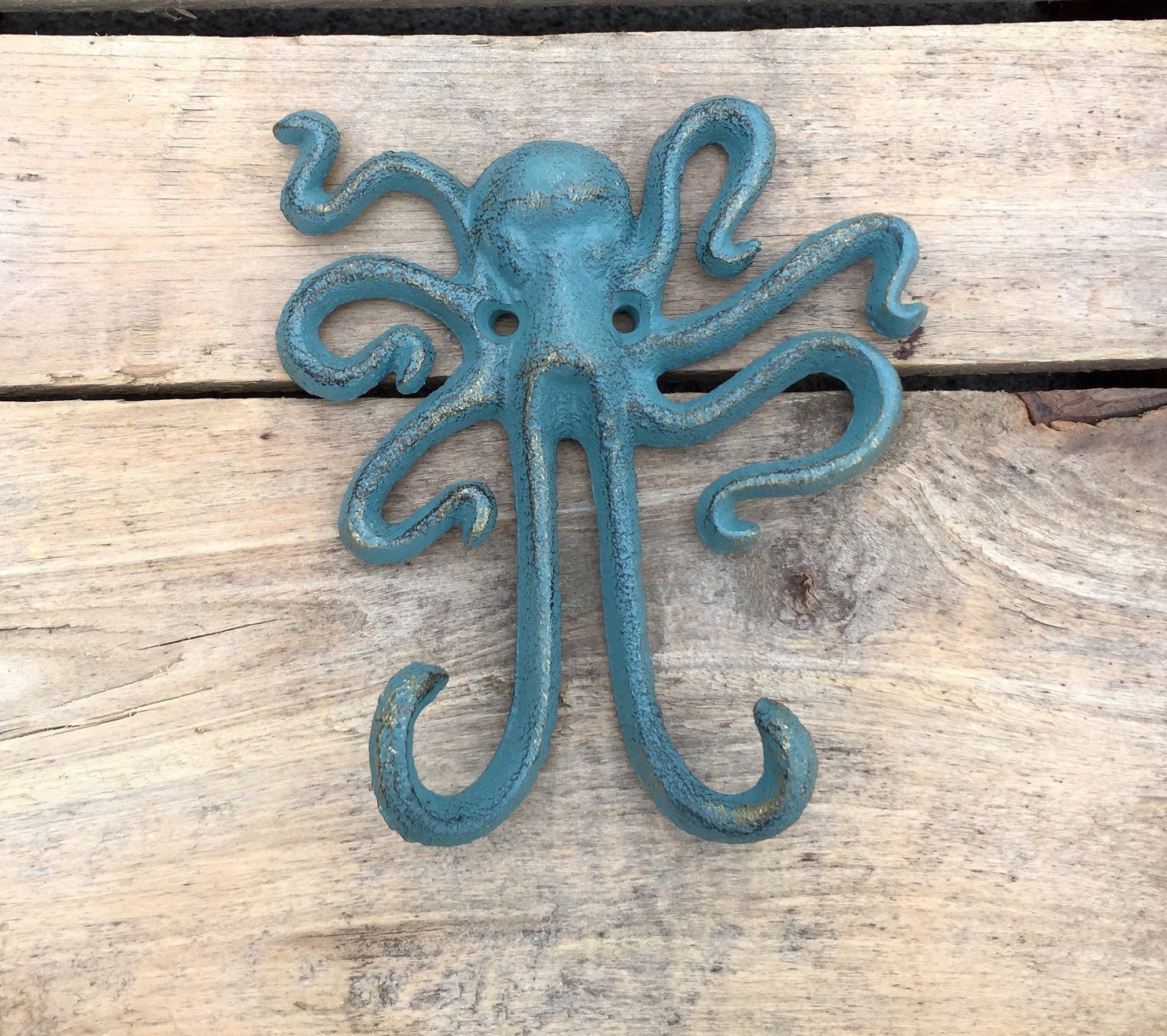 Octopus wall hook, designer wall hook, antique designer wall coat rack,  sturdy 6 arm hook - black