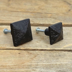 Bouton de tiroir carré en fonte rustique, poignée de tiroir rustique, bouton carré en fonte