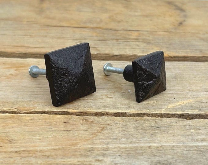 Rustic Cast Iron Square Drawer Knobs