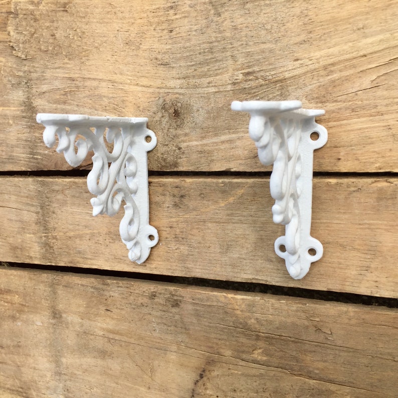Pair of White Victorian Style Shelf Brackets Small White Cast Etsy