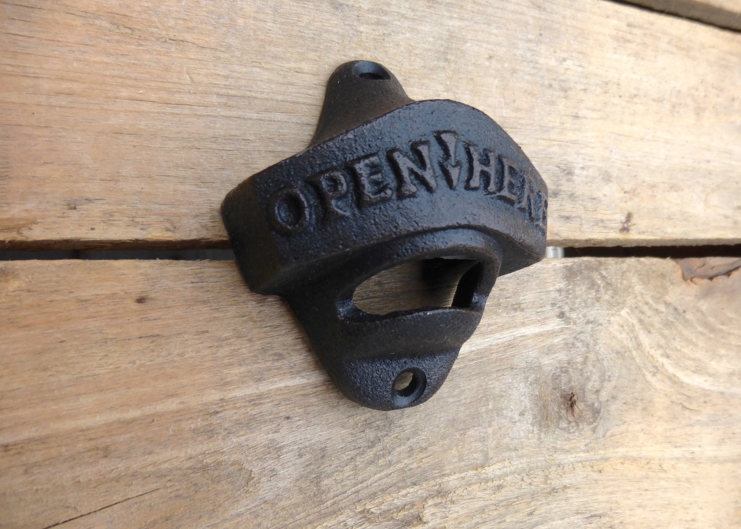 Black Wall Mount Cast Iron Bottle Opener