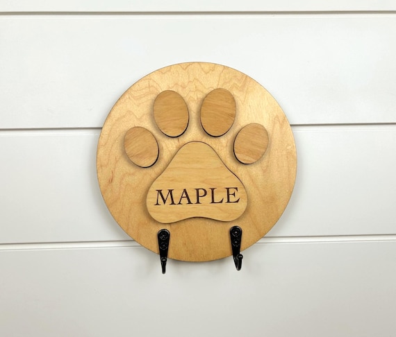 Custom Dog Leash Hook, Custom Dog Leash Holder, Customized Paw Print Leash Hook