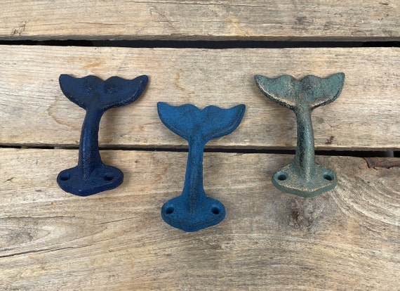 Mini Whale Tail Wall Hook, Blue and Green Small Whale Tail Wall Hook, Cast  Iron Whale Tail Hook 