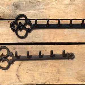 Cast Iron Skeleton Key Rack - 5 Hook Key Holder
