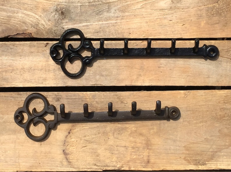 Cast Iron Skeleton Key Rack - 5 Hook Key Holder