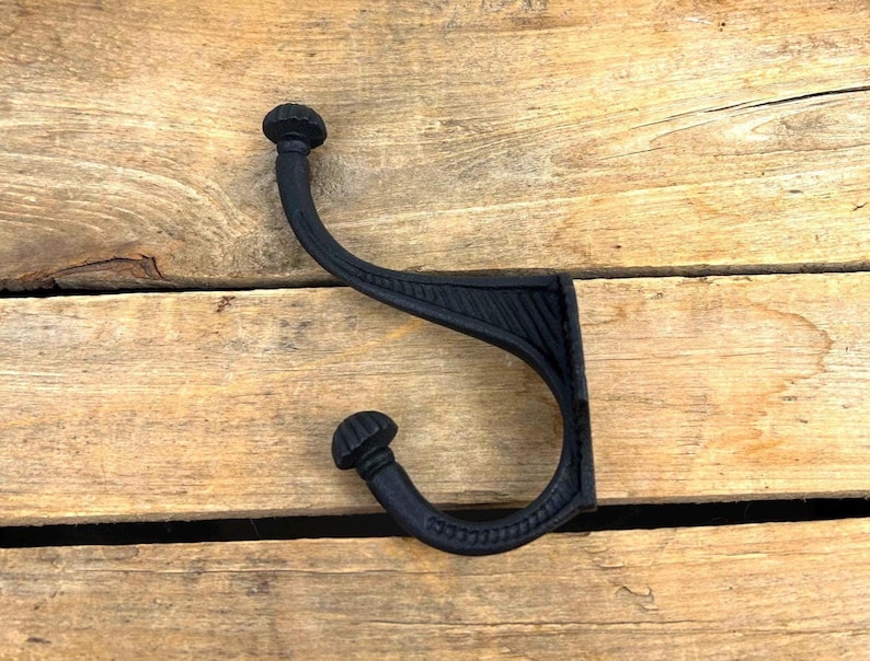 Cast Iron Double Coat Hook, Black or Brown Cast Iron Double Wall Hook, Cast Iron Coat Hook, Entryway Hook bild 5
