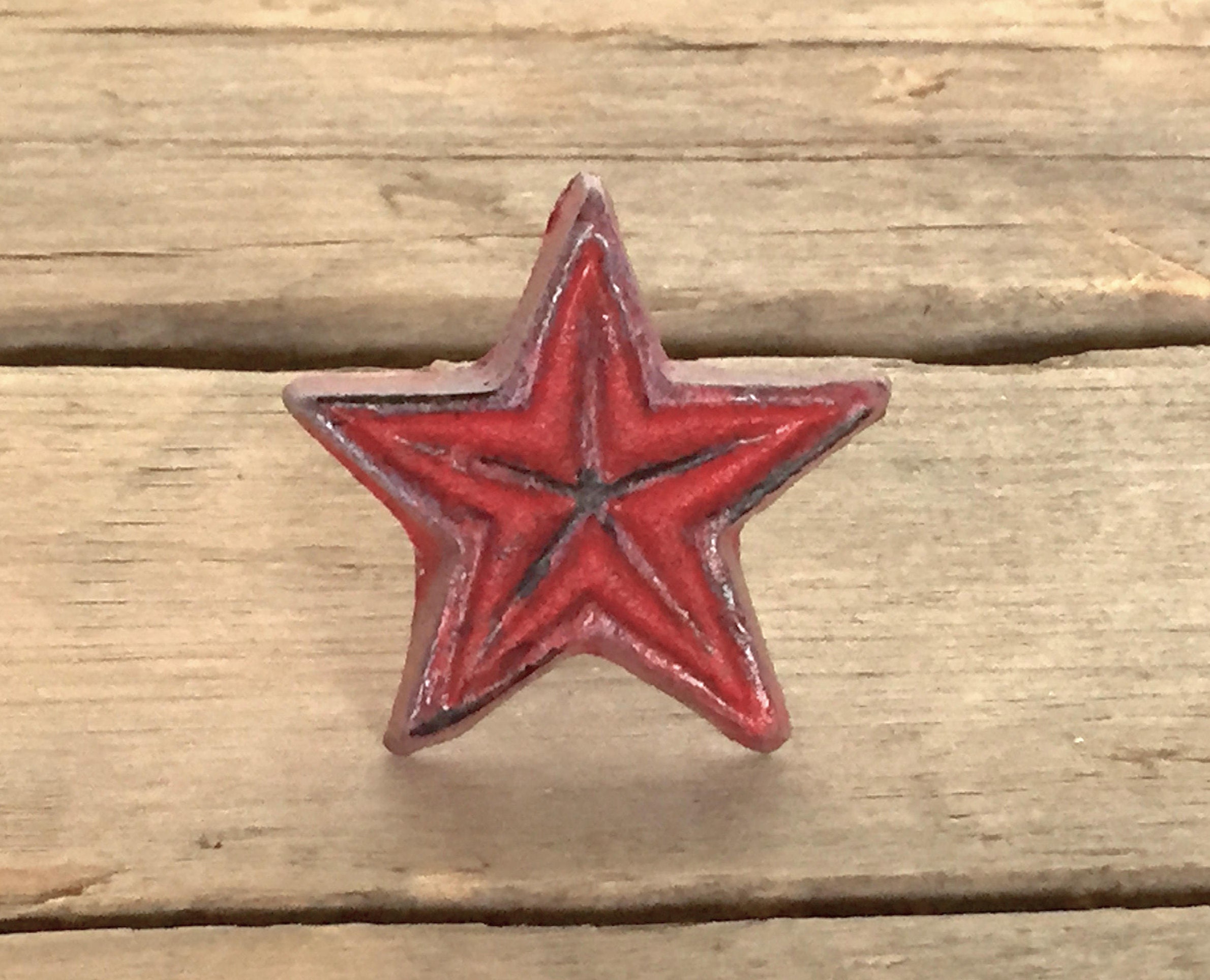 Rustic Cast Iron Red Star Knob