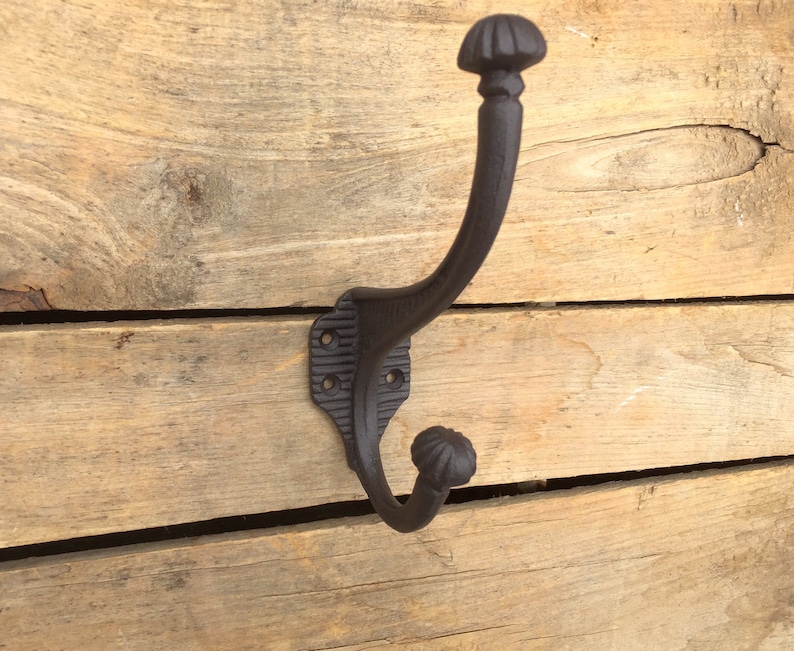 Cast Iron Double Coat Hook, Black or Brown Cast Iron Double Wall Hook, Cast Iron Coat Hook, Entryway Hook bild 8