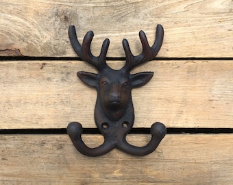 Deer Wall Hook, Cast Iron Deer Wall Double Hook, Cast Iron Coat Hook