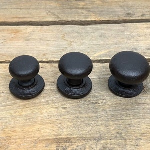 Brown Cast Iron Round Drawer Knobs, Cast Iron Door Knobs, Rustic Cast Iron Knobs