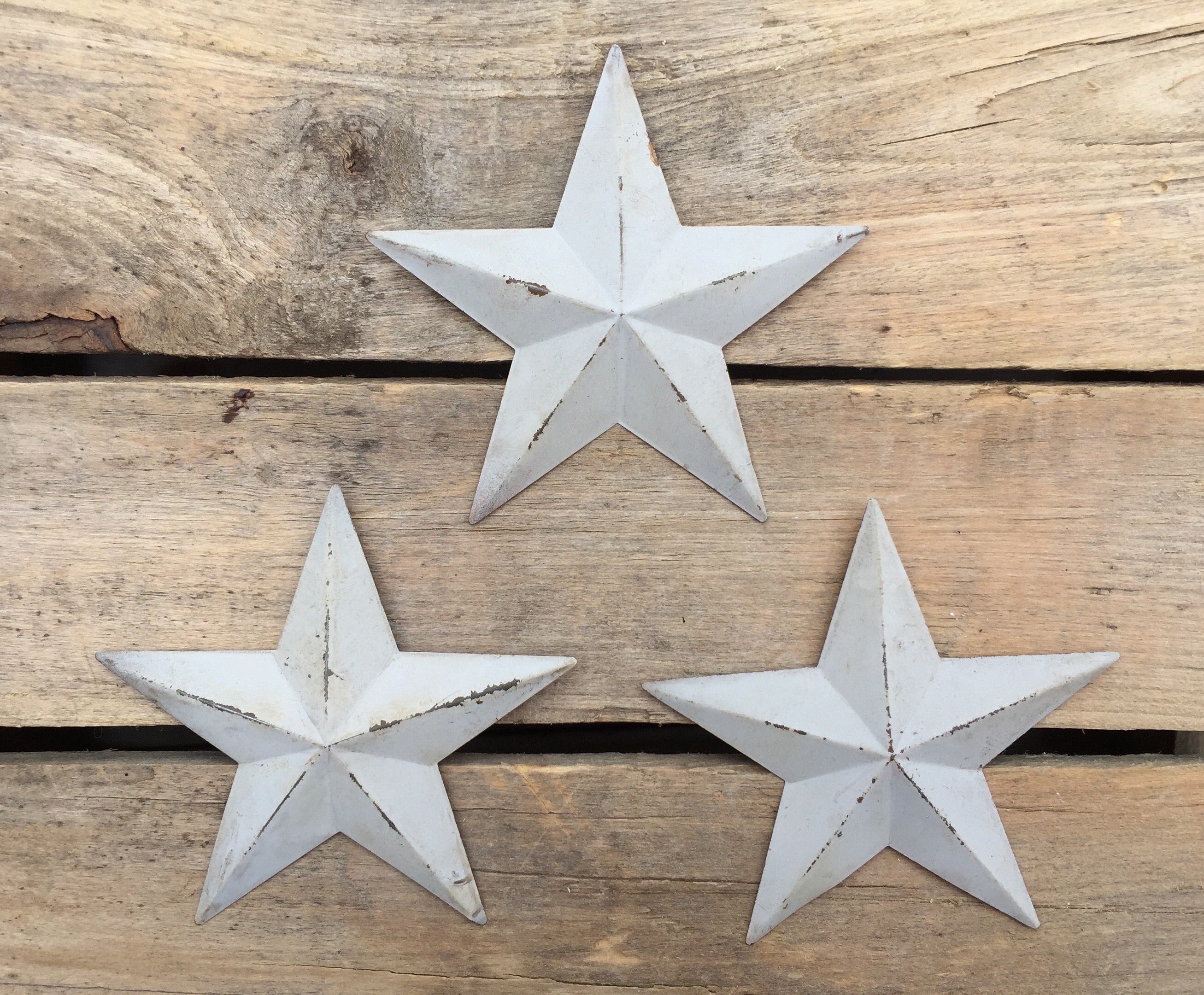 Set of 3 Small Metal Barn Stars