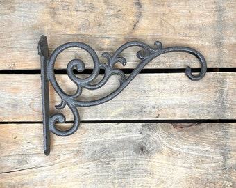 Decorative Large Hanging Basket Hook, Rustic Cast Iron Wall Hook, Plant Hanging Hook