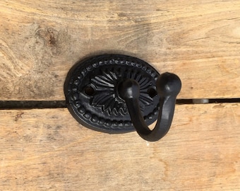 Oval Single Wall Hook, Decorative Entryway Wall Hook, Cast Iron Coat Hook