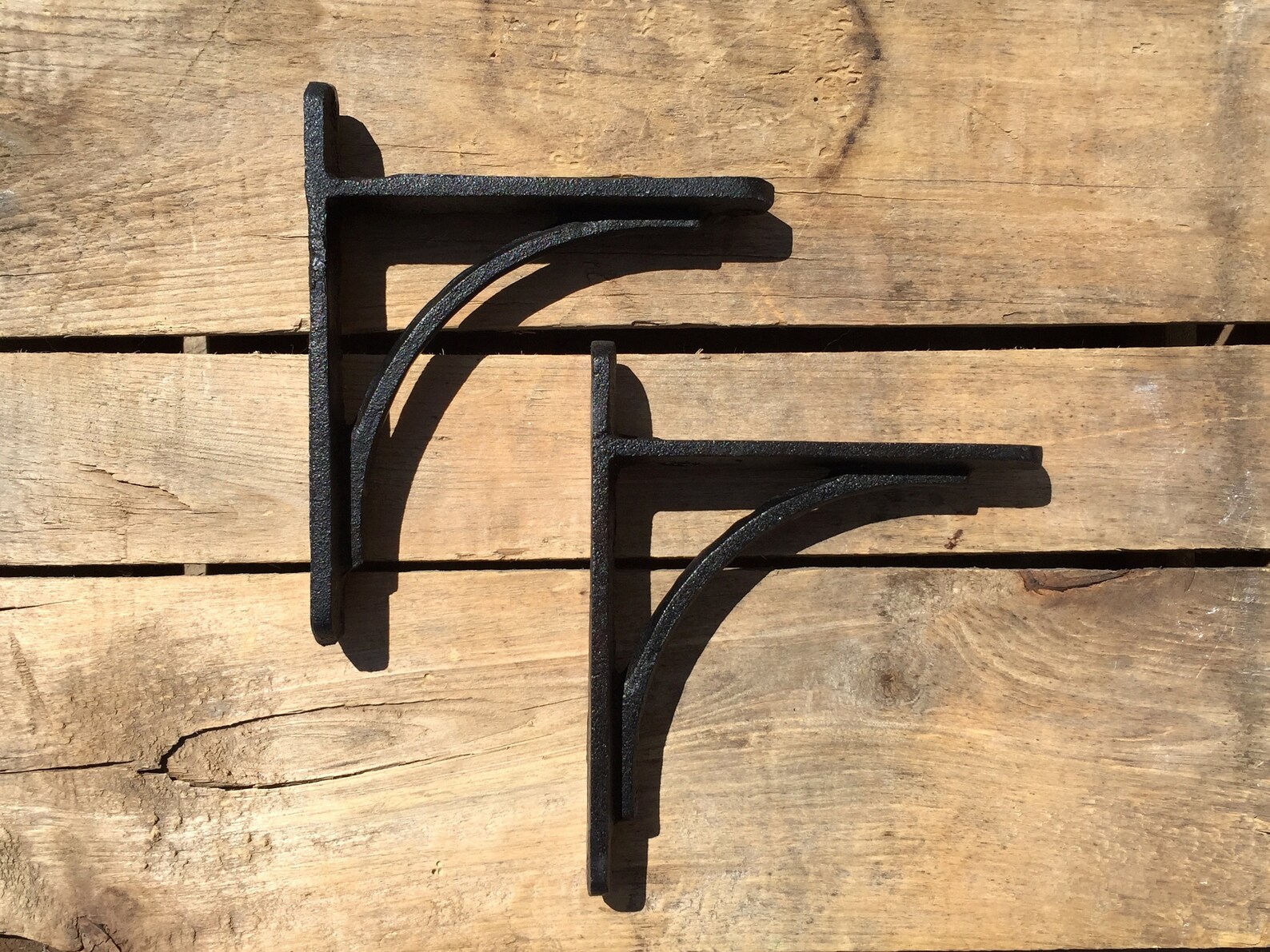 Pair of Black Cast Iron Shelf Brackets Modern Curved Black Etsy Canada
