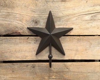 Star Cast Iron Wall Hook, Rustic Star Wall Hook, Cast Iron Wall Hook, Star Coat Hook