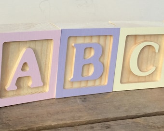 Wooden Letter Blocks, Wooden Alphabet Block, ABC Block, Child's Room Decor, Nursery Decor, Baby Shower Gift, Kid's Name Sign