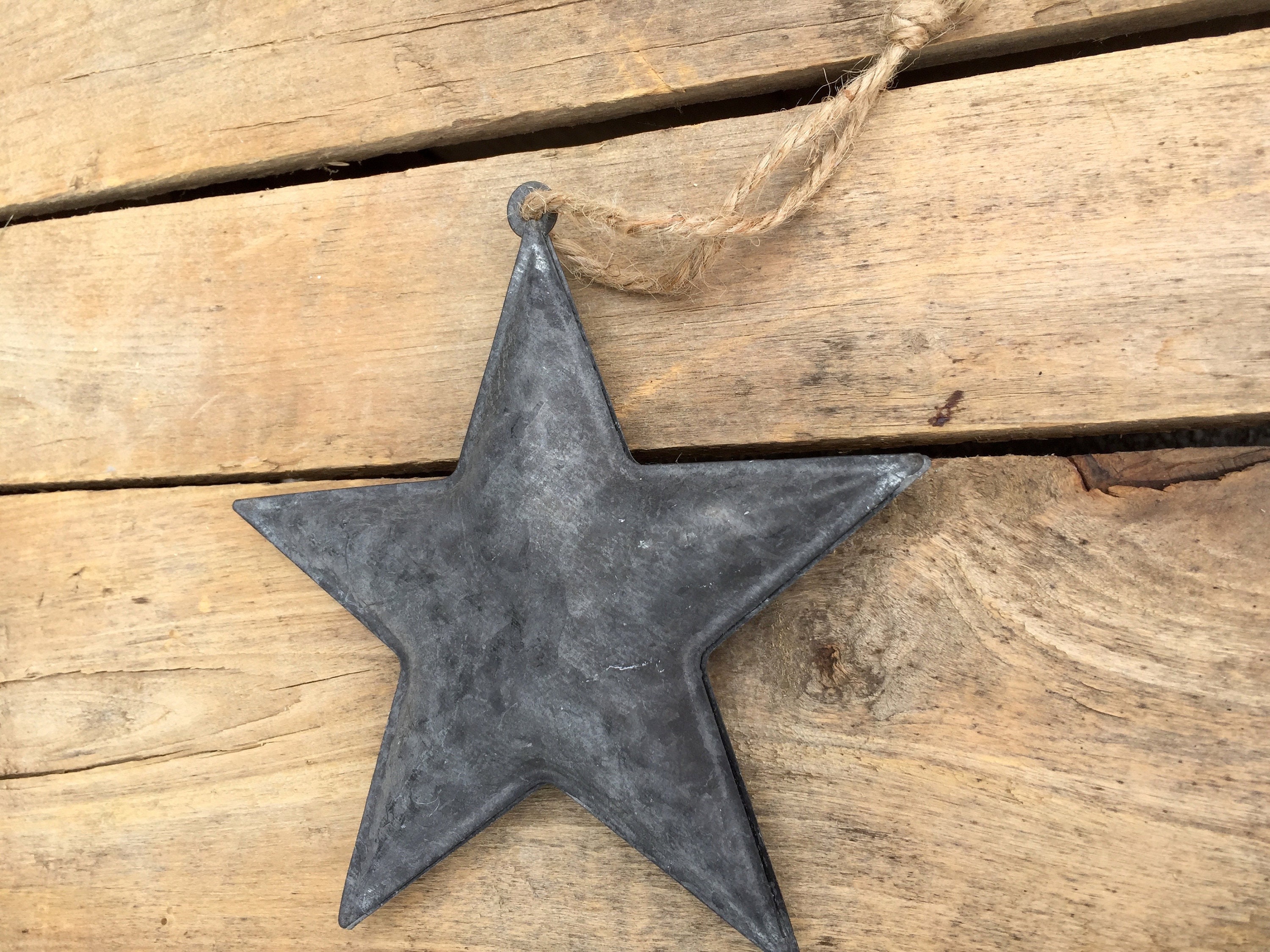 Dark Grey Rustic Metal Star Hanging Ornament