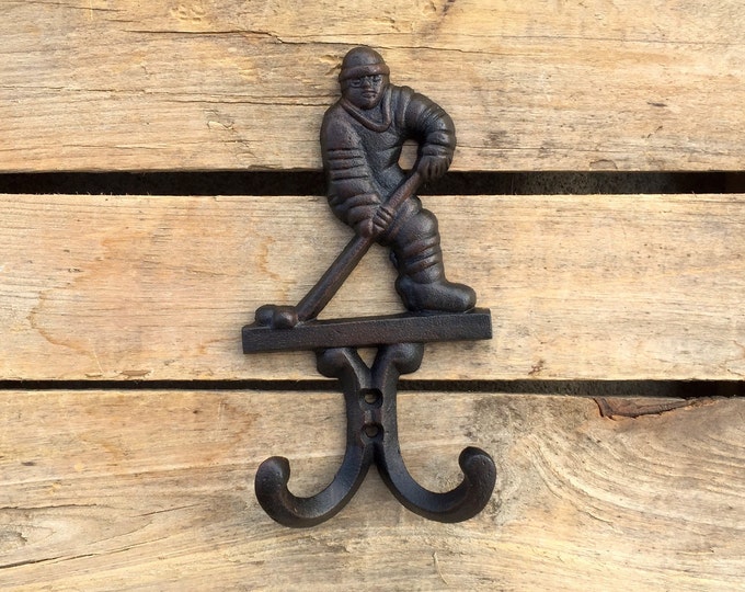 Brown Hockey Player Double Wall Hook